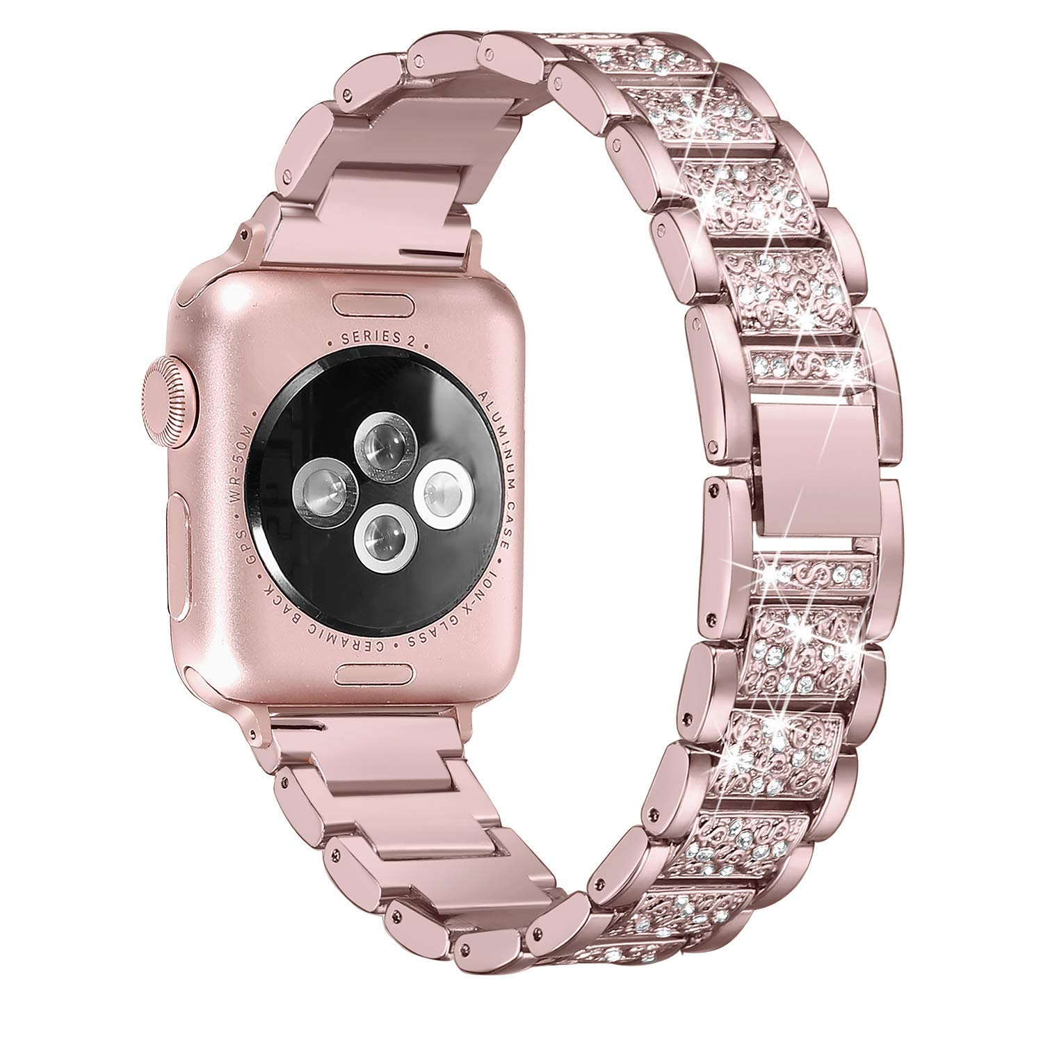 Bracelet en diamant scintillant pour Apple Watch Ultra 2 49mm, 46mm 40mm 45mm 44mm 41mm 42mm pour Iwatch série 10 9 8 7 6, Bracelet pour femmes: M / Ivoire