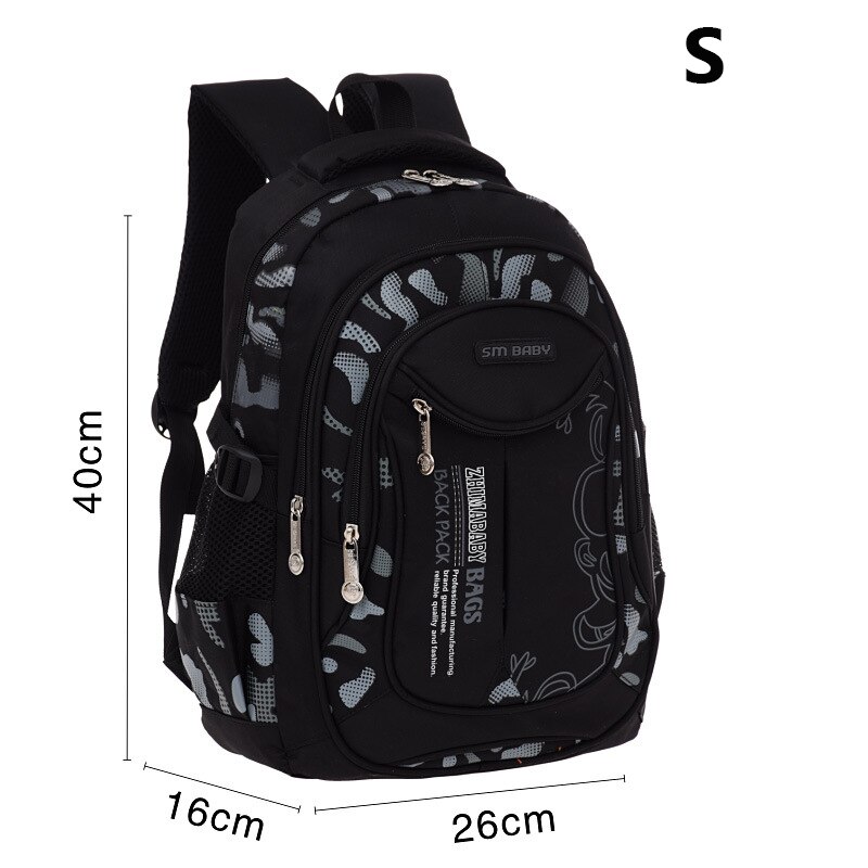 Mjzkxqz Waterproof Children School Bags Backpacks For Teenagers Boys Kids Primary School Sac Plecak Dla Dzieci Mochila: S Black