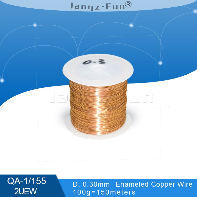 100g polyuretanemaljerad koppartråd lackerad diameter 0.1mm to 0.4mm qa -1/155 2 uew för transformatortrådbygel: 0.30mm 150 meter