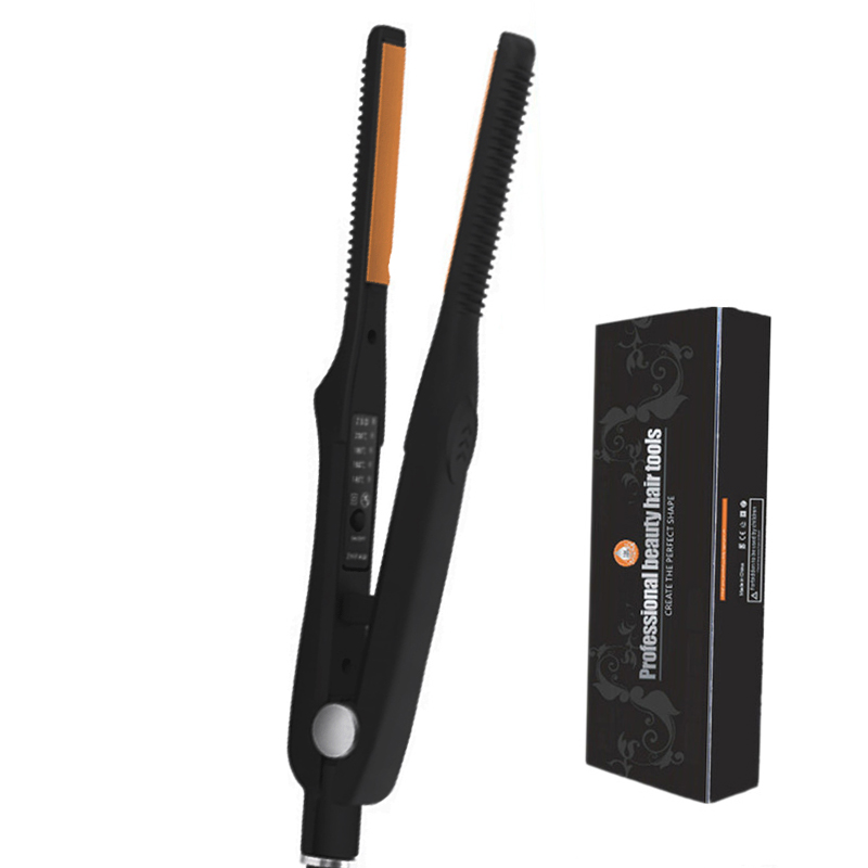 2 in 1 kleinen Glätte isen Haar glätter & Locken wickler für kurze Haare Frauen und Männer Bart glätter Bleistift Flacheisen Doppels pannung: Dark Khaki / EU
