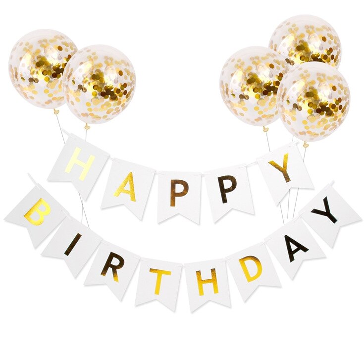 1 set grattis på födelsedagen brev banderoll roséguld konfetti luftballonger baby shower födelsedagsfest dekorationer unga flickor barn pa