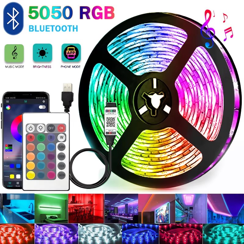 Luces Led Bluetooth para habitación dormitorio 5050 Rgb cinta de tira Led Usb 5V Gaming habitación de niños cadena Led Tv retroiluminación banda Led
