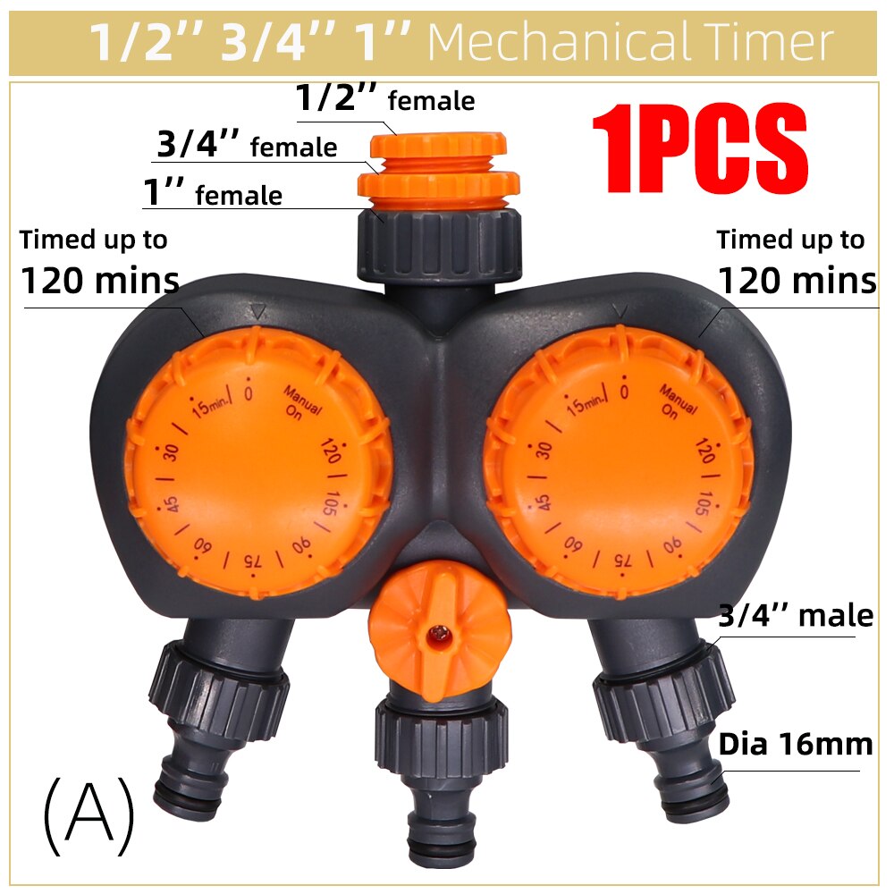 Garden Mechanical Watering Timer Greenhouse Drip Irrigation 3-Way Double Control Valve for Faucet Hose Automatic Controller: A