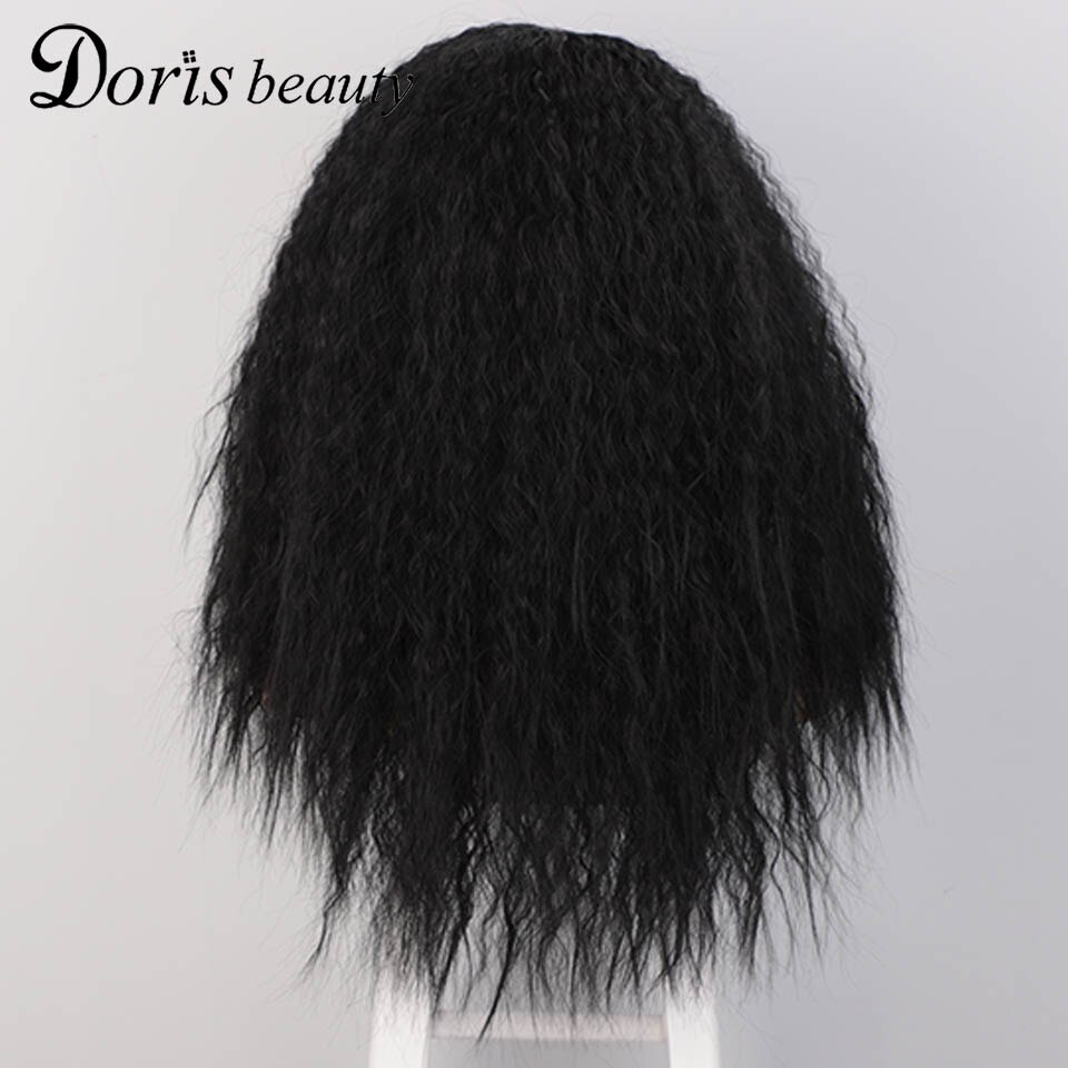 Doris beauty Synthetic Lace Front Wig Long Afro Kinky Curly Natural Partial Black Wigs for Women