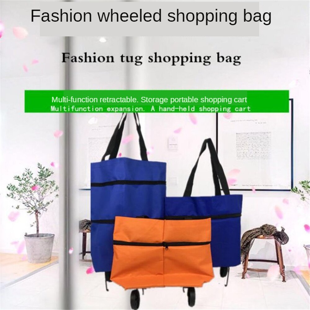 B-LIFE Inklapbare Trolley Zakken Opvouwbare Boodschappentas Met Wielen Opvouwbare Winkelwagen Herbruikbare Boodschappentassen Boodschappentassen Winkel