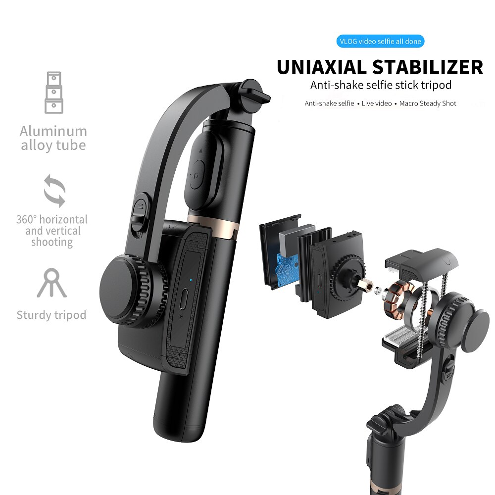 Handheld Gimbal Stabilizer With Bluetooth shutter Tripod For Smartphone Action camera Video Record Vlog Live