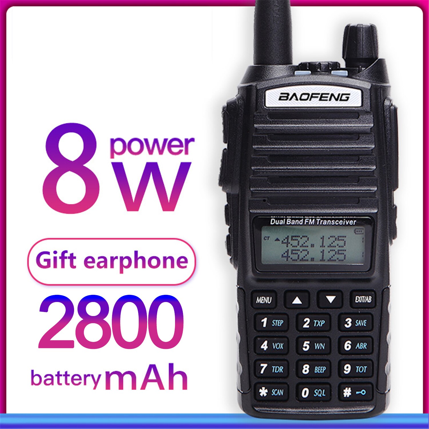 トランシーバー 5 ワット 8 ワットデュアルバンド 10 キロ Baofeng UV-82 FM トランシーバポータブル CB アマチュア無線 128CH VHF /UHF UV 82 双方向ラジオ 2800mAh