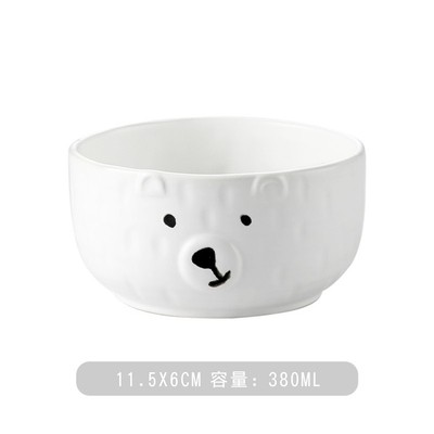 Ceramic Cartoon Plate Tableware Set Cute Girl Heart Bear Plate Home Personality Breakfast Japanese Dinnerware Set: Bowl 380ml