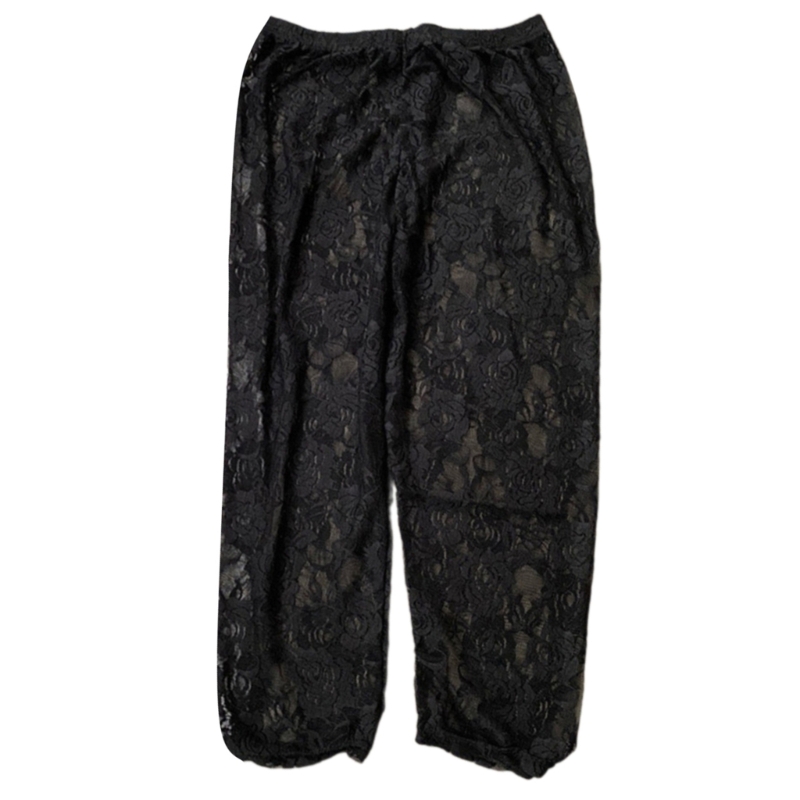 Dames shorts met hoge taille, bloemenkant, doorschijnend, cropped broek, uitgehold, doorschijnend, dunne capri legging, onderbroek