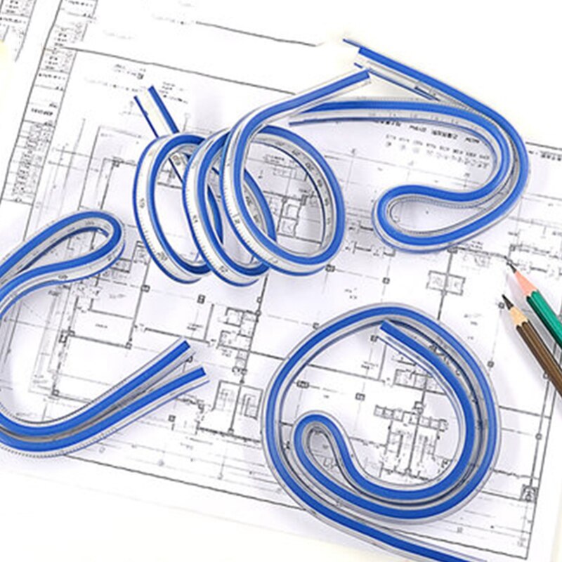 Regla curva Flexible, regla curva arbitraria suave, 30/40/50/60cm, herramienta de medida de dibujo de PVC, cinta/Regla, ropa/Arquitectura