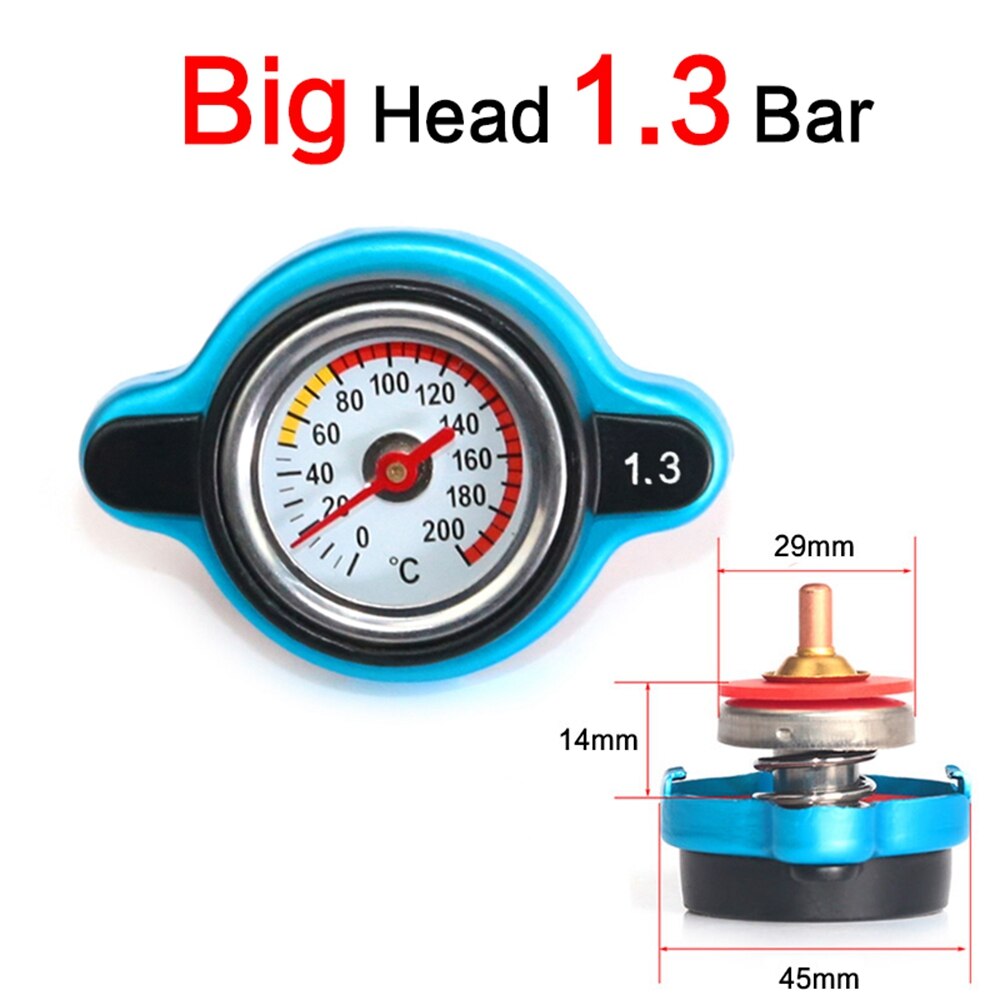 Calibrador termostático para coche, tapa de radiador, cubierta de tanque, medidor de temperatura del agua, utilidad, barra de seguridad, cabezal pequeño/grande, 0,9 Bar/1,1 Bar/1,3 Bar: Big 1.3