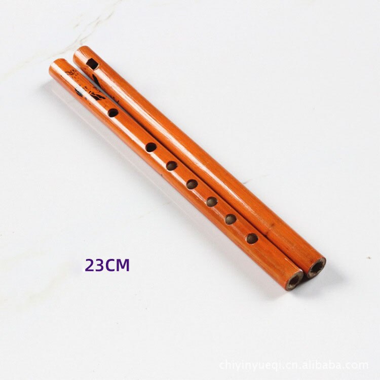 2PCS Chinese Traditional 6 Holes Bamboo Flute Vertical Flute Clarinet Student Musical Instrument Wooden Color For Kids