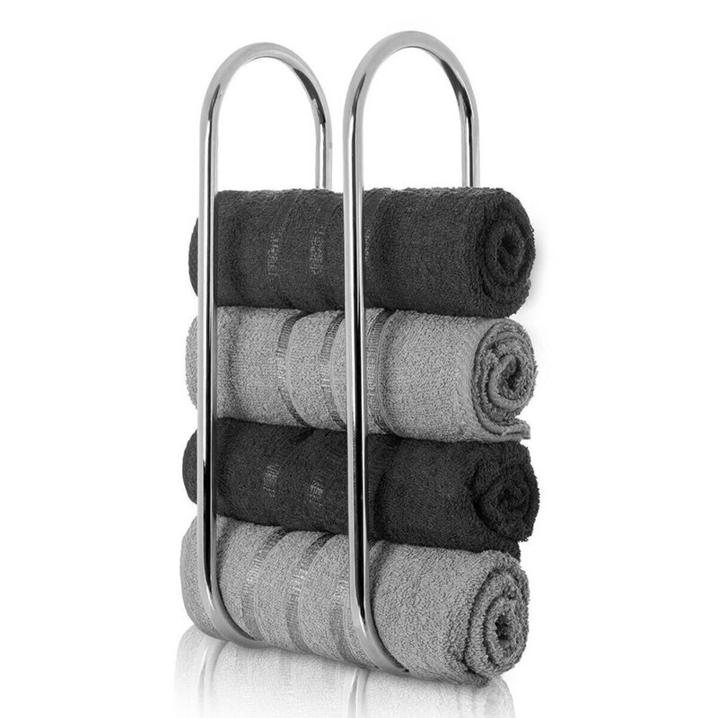 Bathroom Towel Rack Wall Mounted Towel Shelf Metal Towel Holder Organizer for Home Hotels Hair Salon Towel Rack Beauty-ABUX