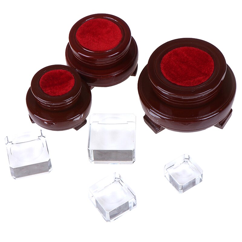 Red Brown Wooden Display Stand Base For Crystal Balls Sphere Globe Stones Wooden Display Stand Holder Accessory