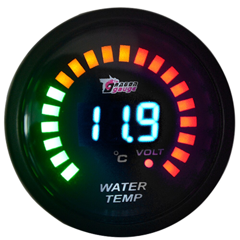 DRAGON GAUGE 2" 52mm Boost/Water Temp/Oil Temp/Oil Pressure/Tachometer/Volt/Air Fuel Ratio/EGT/Vacuum Gauge Meter Digital: Water Temp Gauge