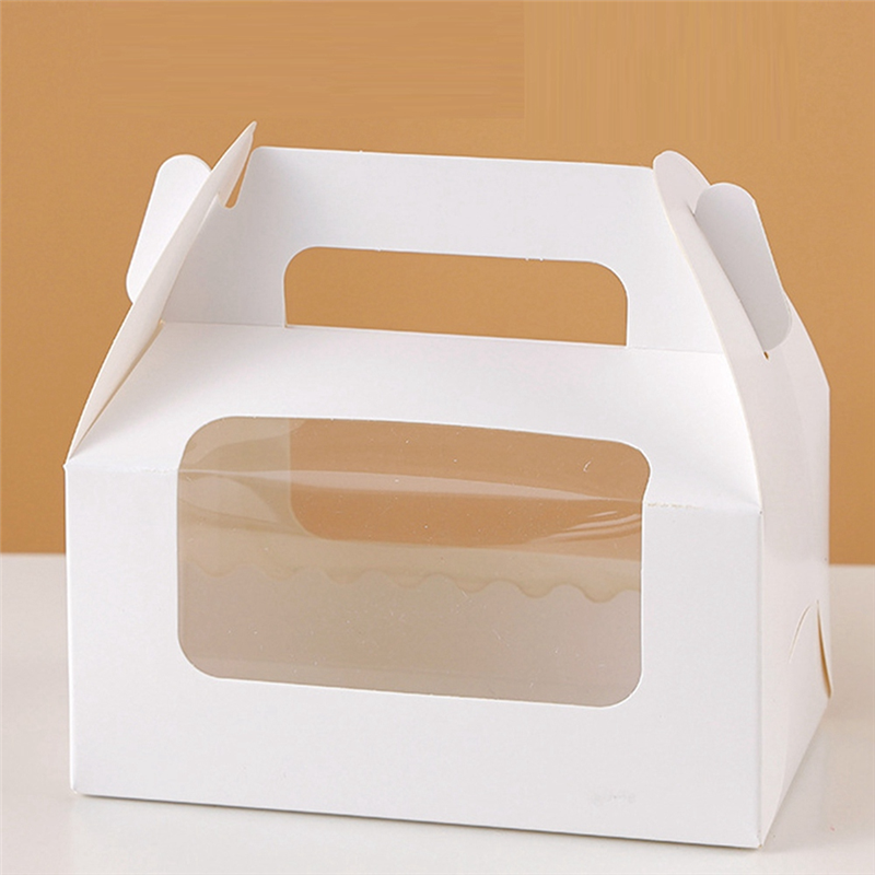 Y51A-Scatola per torte con finestra bianca, animale domestico trasparente, utilizzata per rotoli di torta, dolci e spuntino, imballaggi portatili.: Default Title