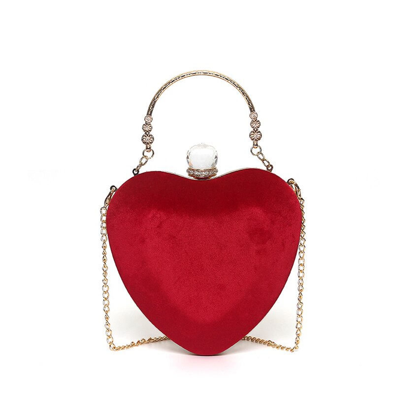 LYKANEFU Heart Shaped Evening Bag Ladies Tote Clutch Purse Women Hand Wedding Clutches Party Hand Bag Chain Shoulder Bags: Red