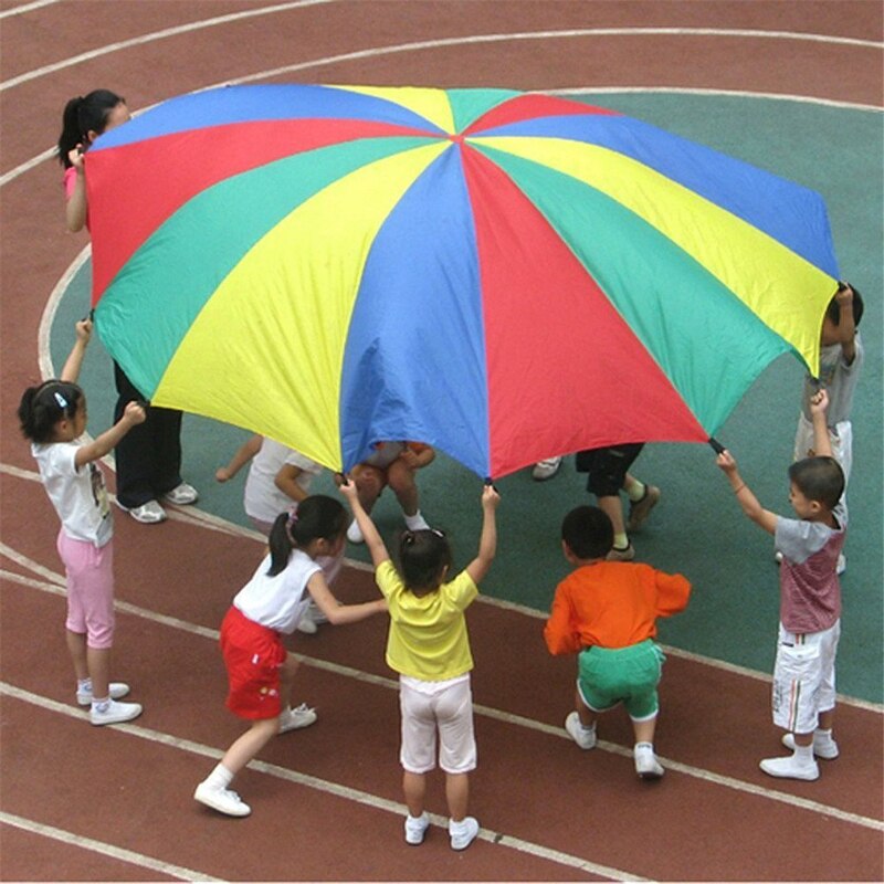 2 M/3 M/3.6 M/4 M/5 M/6 M Diameter Outdoor Regenboog paraplu Parachute Speelgoed Jump-Sack Ballute Spelen Voor Kinderen