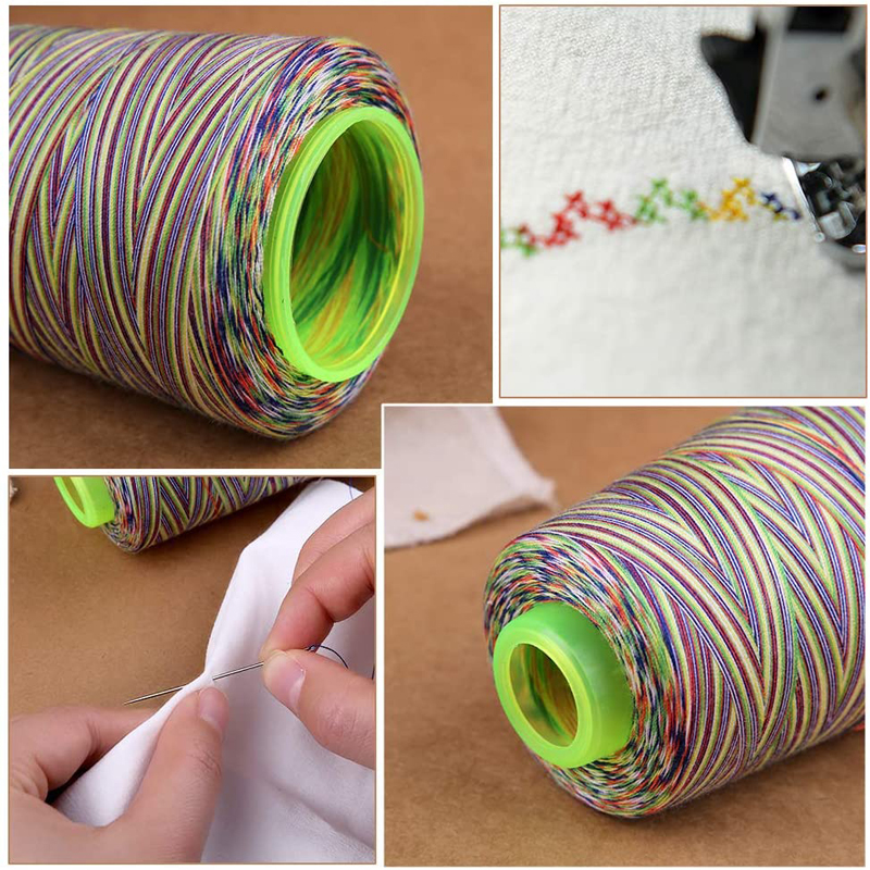 Nonvor 3000 Yards Rainbow Sewing Thread Multifunctional Polyester Sewing Thread for Regular Sewing Quilting Overlock Embroidery