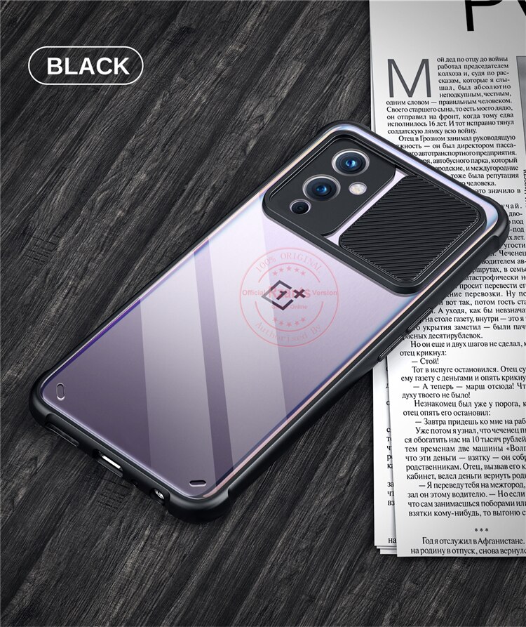 Rzants-funda de teléfono para Oneplus 9 Oneplus 9 Pro, funda transparente híbrida fina con doble carcasa: Oneplus9Asianversion / Negro