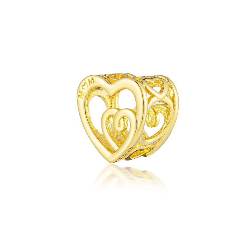 Ailes d'ange en or scintillant pour maman et papa, perles breloque en forme de cœur, adaptées au Bracelet européen Original en argent 925, bricolage de bijoux pour femmes