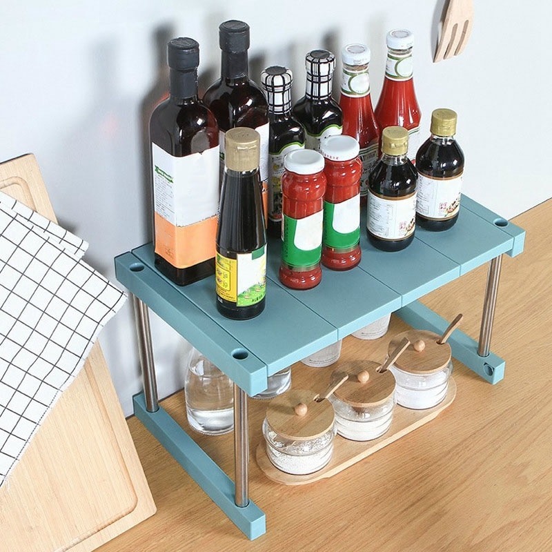 Kitchen Cabinet Counter Shelf Organizer Expandable Stackable Spice Rack for Dish Sauce