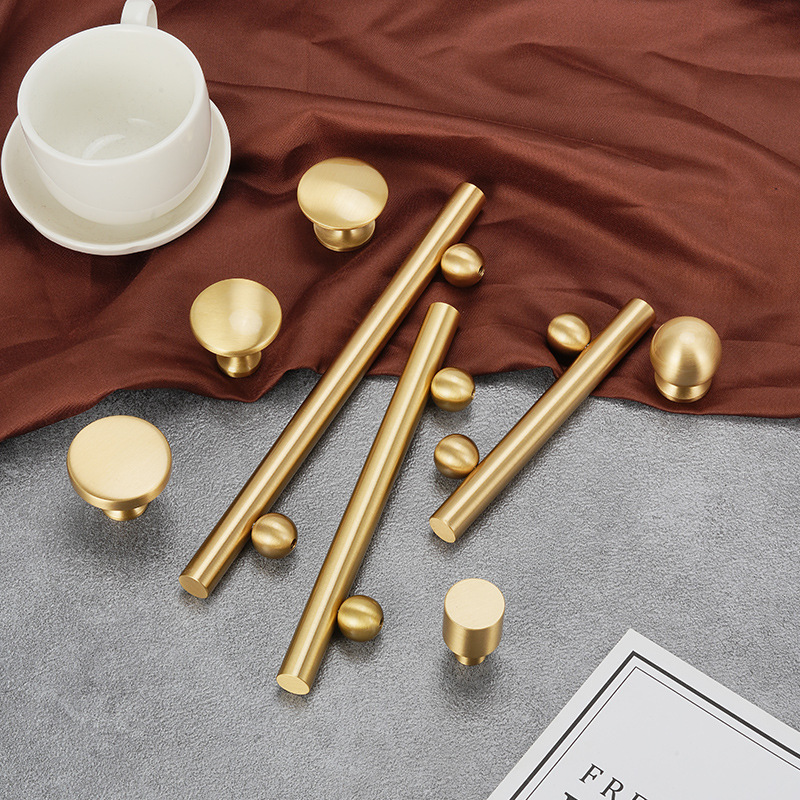 Cabinet Pulls Solid Brass French Surface Cabinet Drawer Handle Modern European Ball Base Long Handle