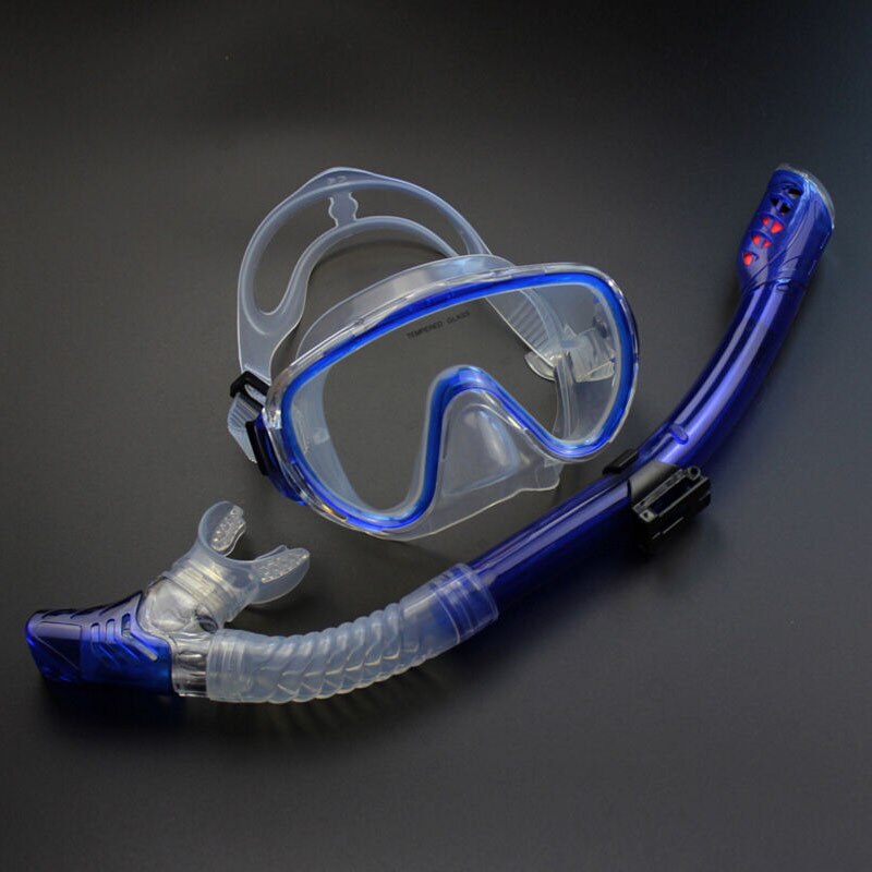 Scuba Diving Goggles Mask Snorkel Set Glasses Spearfishing Gear Silicone Swimming Dive Equipment: Blue