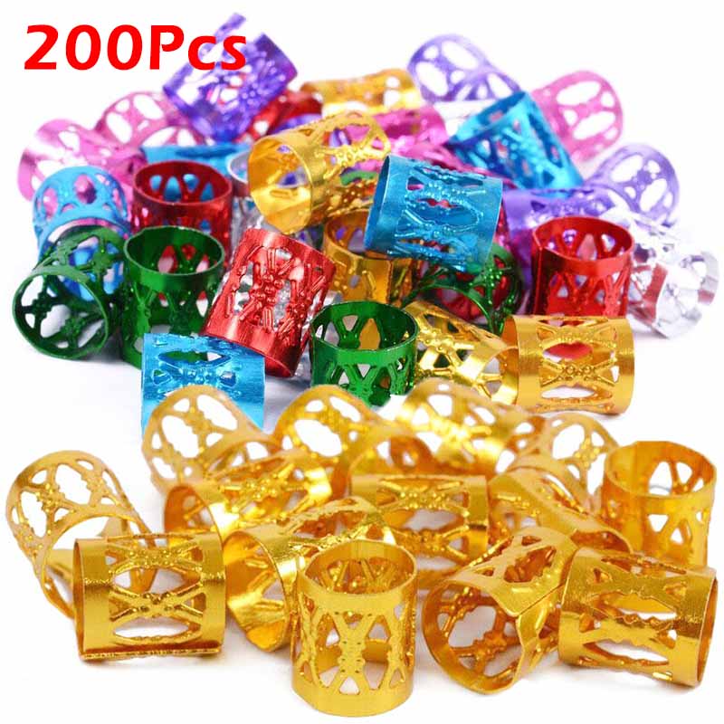 Anillos de pinza para el pelo para rastas, trenzas de pelo ajustables multicolores doradas y plateadas, cuentas para puños, horquilla, joyería, accesorios para adornos para el cabello: Rosa