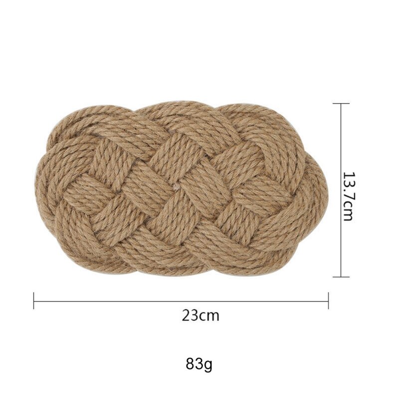 Handmade Woven Cotton Thread Jute Table Mat Non-Slip Dining Table Placemat Rattan Insulation Cup Coaster Home Dinner Decoration
