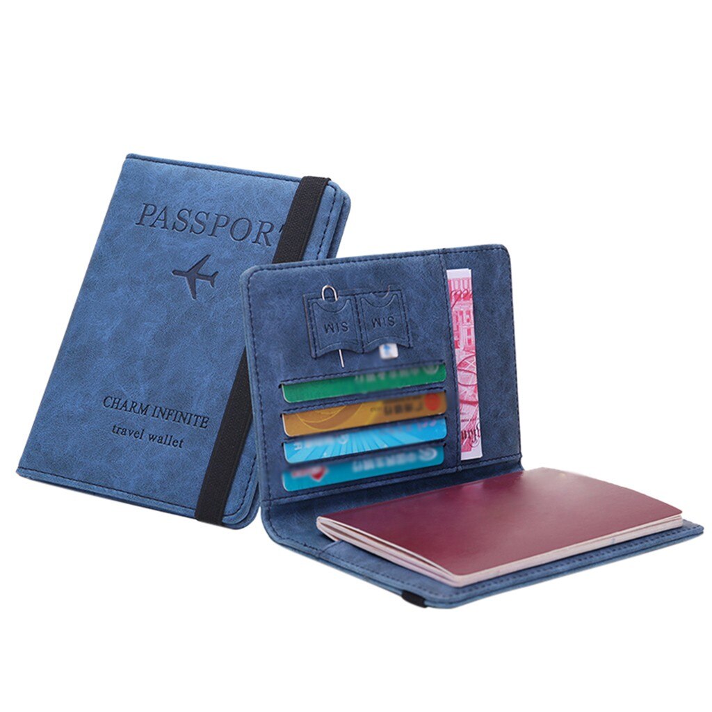 neutral Multi-Zweck Reisen Reisepass Brieftasche Tri-falten dokumentieren Organizer Halter Karte Fall Kredit Karte Halter #p30: Blau