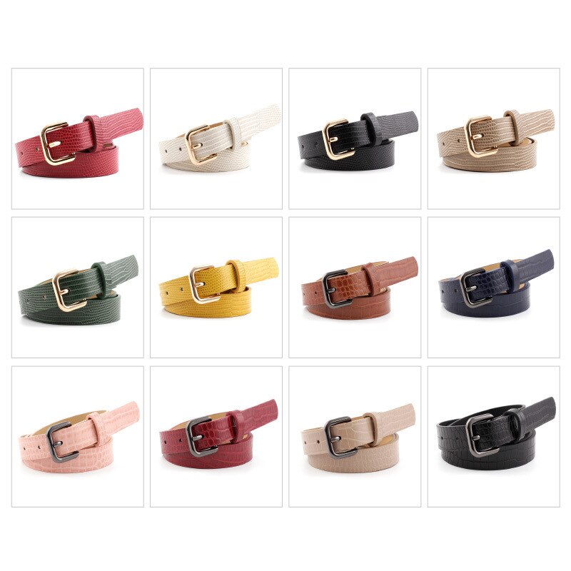 Eidechse haut Schlangen muster PU Leder gürtel frauen Stein textur pin schnalle Gürtel bund für jeans kleid p84