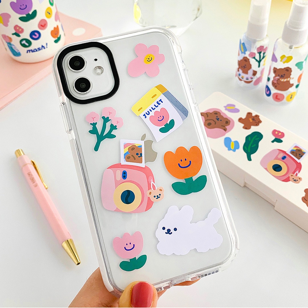Kawaii Adhesive Paper Butterfly Bear Series Stickers Korean Cute DIY Material Stickers Scrapbooking Cute Stationery