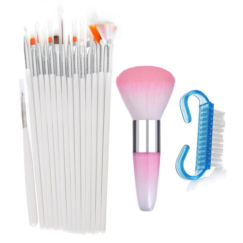 Addfavor 15 stk akryl neglekunst pensel uv gel polish maleri tegne pensler pen negle prik kit ren pensel manicure værktøj sæt: Sætb 013