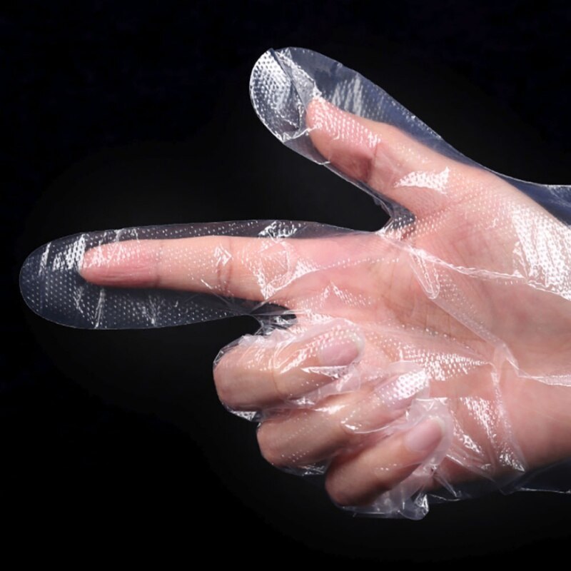 100 Pcs Disposable Gloves One-off Plastic Gloves Restaurant BBQ Transparent Eco-friendly PE Gloves Kitchen Garden accessories
