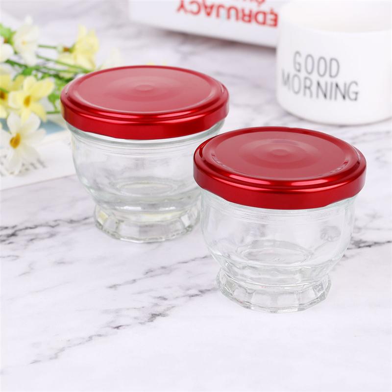 4 sztuk pudding szklana butelka żaroodporne pojemniki deserowe miód puchar Cubilose słoiki dla domu sklep (100/75ml czerwony)