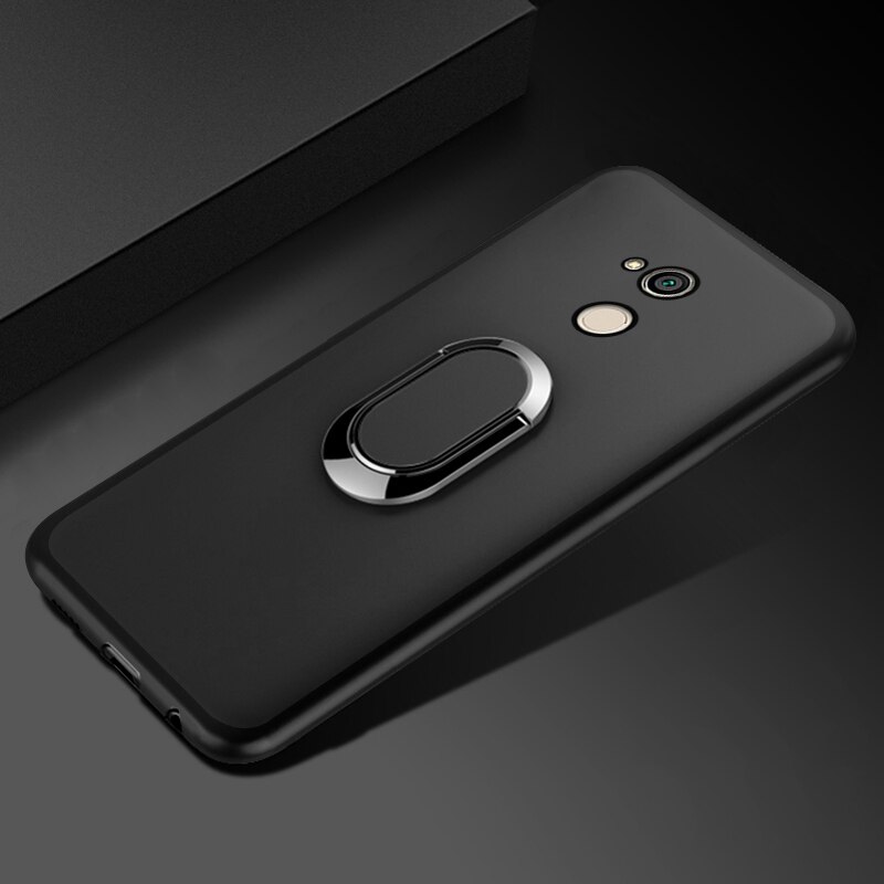Abdeckung Für Sony Xperia XA2 Ultra H3213 H3223 H4213 H4233 fallen Klassische Finger Ring 360 Grad Drehung Weiche Silikon: Schwarz