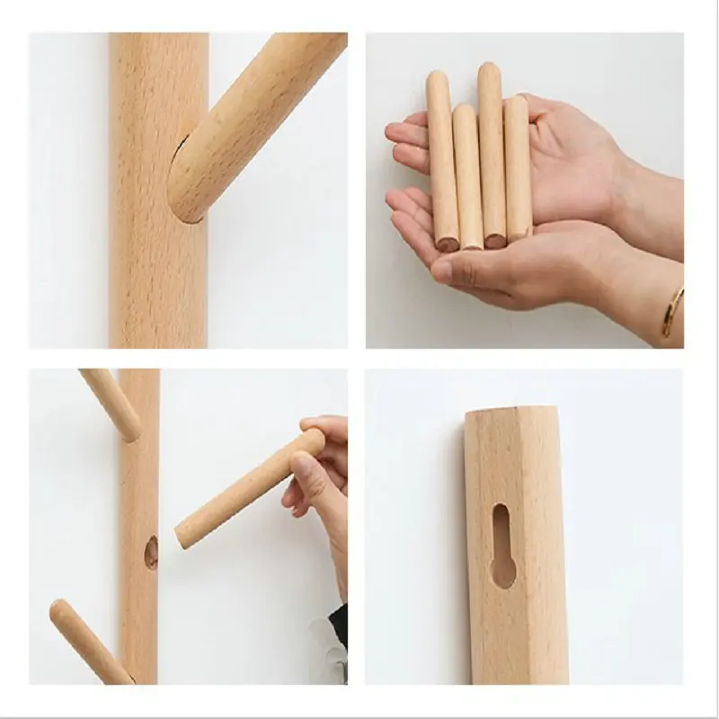 4 Haken Houten Kapstok Verticaal Creatieve Kleding Opberghaak Hangende Hanger Home Decor Hanger Haken Kapstok Rekken