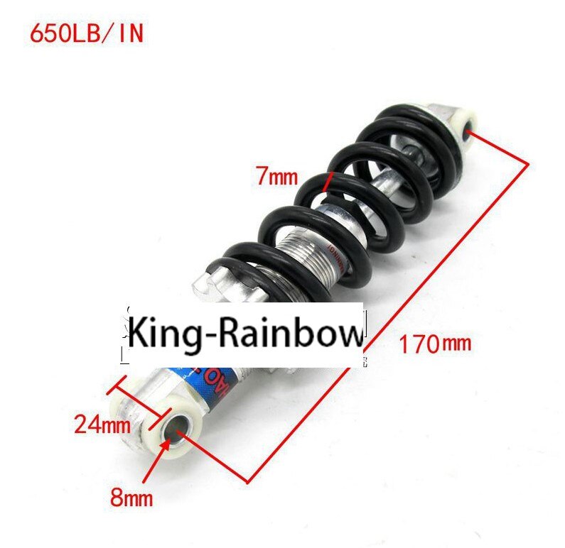1pcs 1200LB/IN 750LB 650LB Motorcycle Air Shock Absorber Rear Suspension For 47cc 49cc Motor Scooter ATV Quad: 170mm 650LB