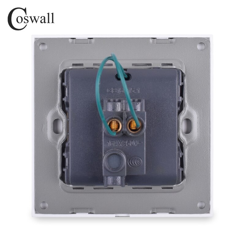 Coswall Luxurious Square Key 1 Gang 1 Way On / Off Wall Light Switch With LED Indicator Knight Black Aluminum Metal Panel
