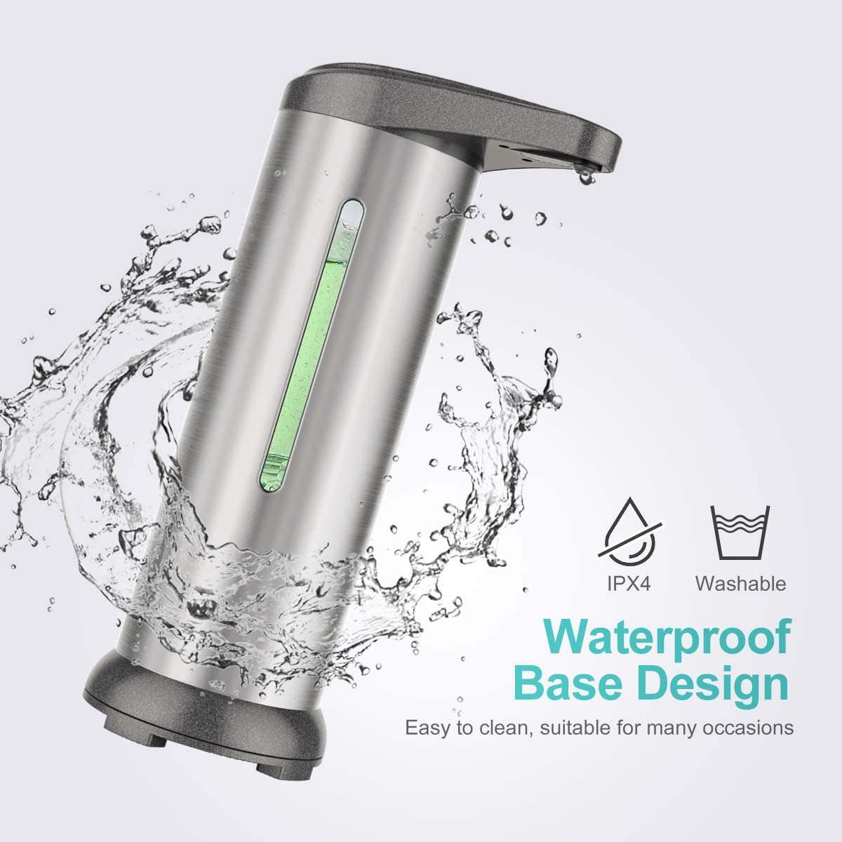 Automatisk såpedispenser berøringsfri såpedispenser infrarød bevegelsessensor vanntett base for baderom kjøkken såpedispenser