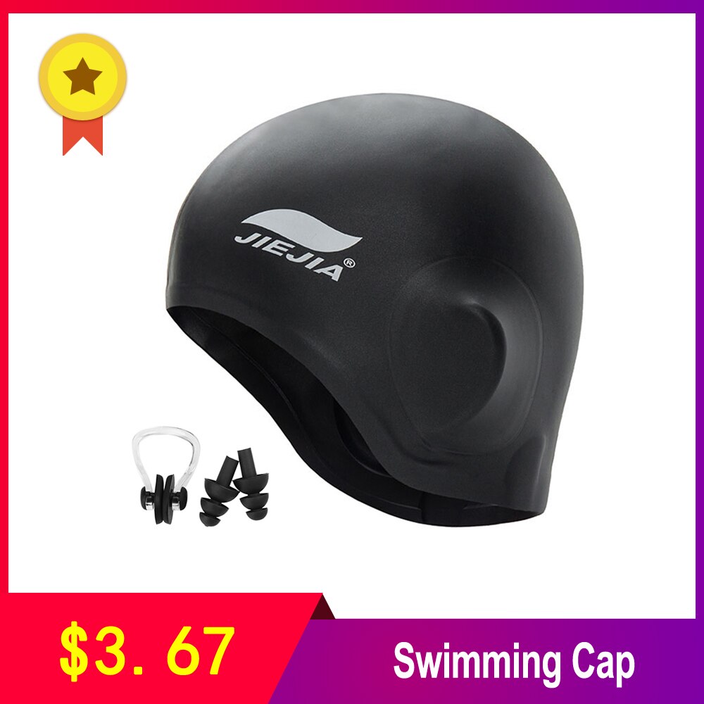 Swimming Caps Adult Waterproof Ear Protection Swim Cap with Nose Clip & Ear Plugs For Women Men Summer Swiming Pool Bathing Hat