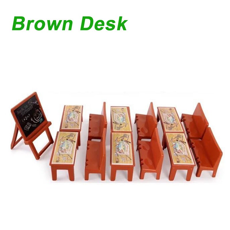 Forest Animal School Bus Desk 1:12 Tent Toy Bus Set Brown Rabbit School Desk Girl Pretend Play House Amusement Park Kids Toys