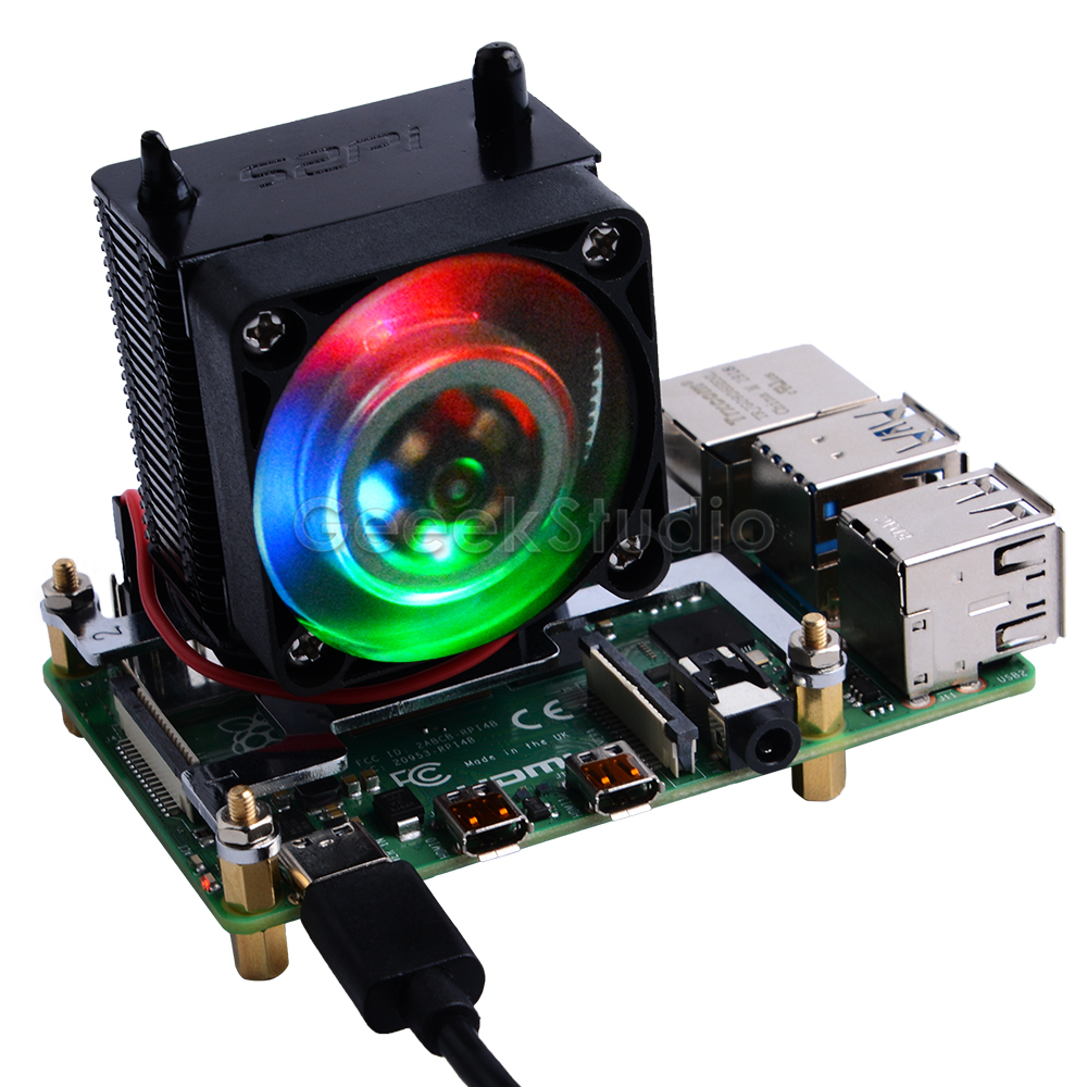 Black ICE-Tower CPU Koelventilator V2.0 Super warmteafvoer 7 Kleuren Licht Beugel 5-layer Case voor raspberry Pi 4B/3B/3B +