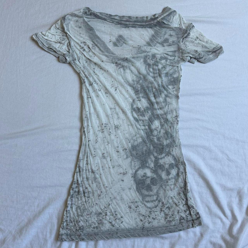 Camisetas cortas con cuello en V y teñido anudado gráfico Y2K E-girl, camiseta gótica Grunge con estampado de calavera, camisetas ajustadas de manga corta Retro Emo de los años 2000