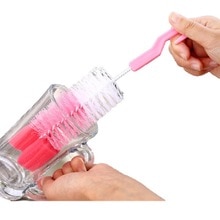 Baby tepel melk fles beker spons reiniger baby borstvoeding fles nylon borstel 2 stuks set haak ophangring