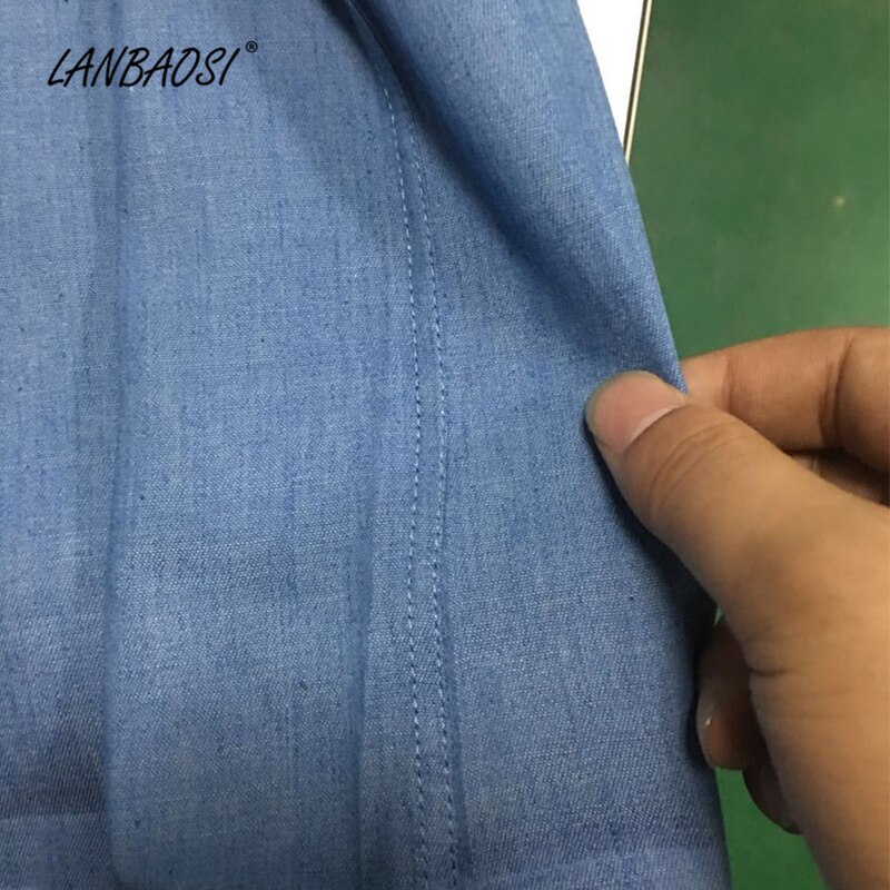 Lanbaosi jeansskjorter til menn skånsom uformelt tynn dongeriskjorte langermet jean cowboy herreklær camisa masculina