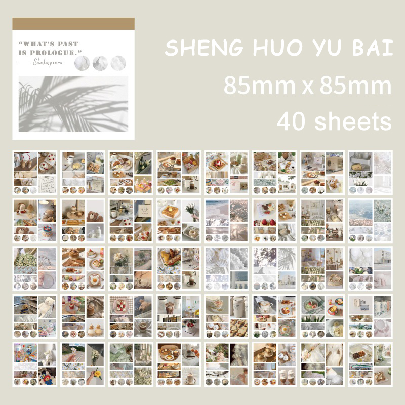 JIANWU – autocollant de paysage esthétique INS, papeterie Kawaii pour décoration de livre, Journal, Art, Scrapbooking, 40 feuilles: Bourgogne