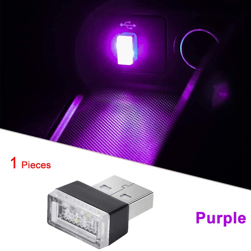Mini USB LED Nacht Lichter Auto Innen Atmosphäbetreffend Lampe Auto Dekoration Umgebungs Beleuchtung LED Neon- Birne Auto Waren 5V weiß verrotten: Lila