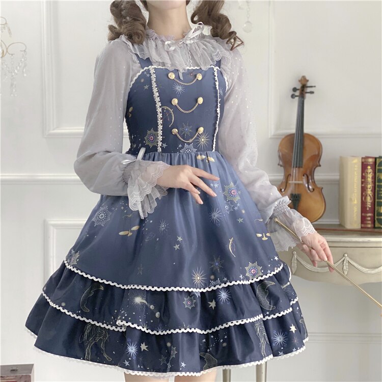 Vestido de tirantes estilo lolita, estilo japonés, estilo lolita, estilo jsk, estilo princesa dulce, estilo retro, para fiesta de té.
